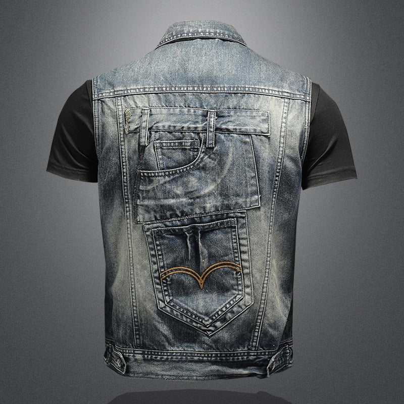 Personalized Denim Vest Men Plus Size Vest - cas7m
