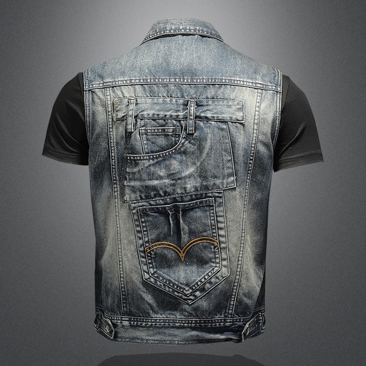 Personalized Denim Vest Men Plus Size Vest - cas7m