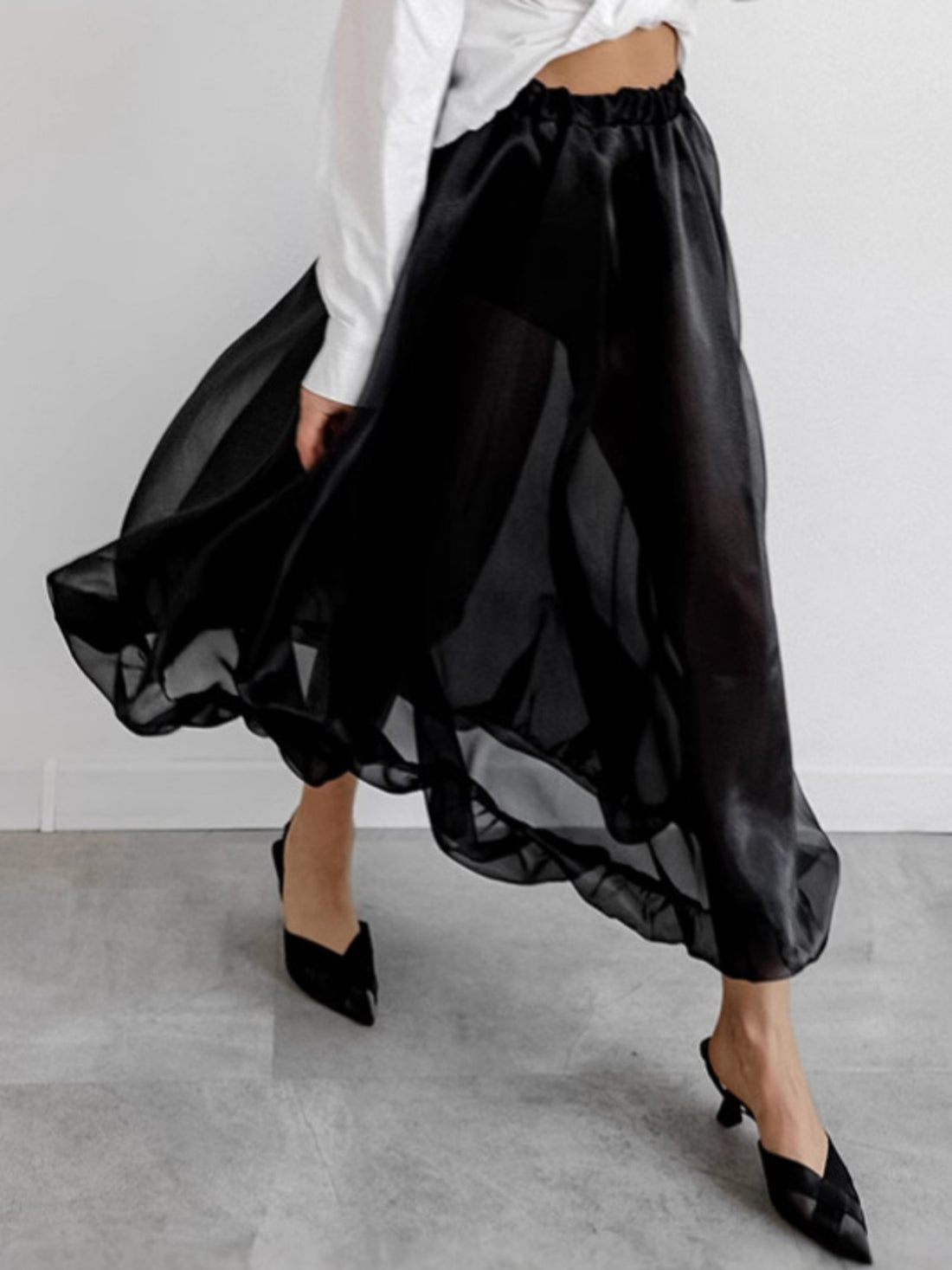 Elastic Waist Flowy Skirt - cas7m