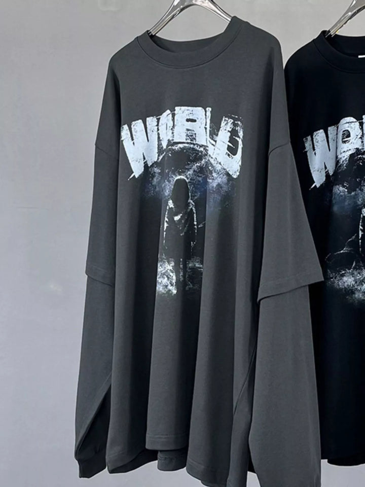 Men's World Graphic Long Sleeve T-Shirt - cas7m
