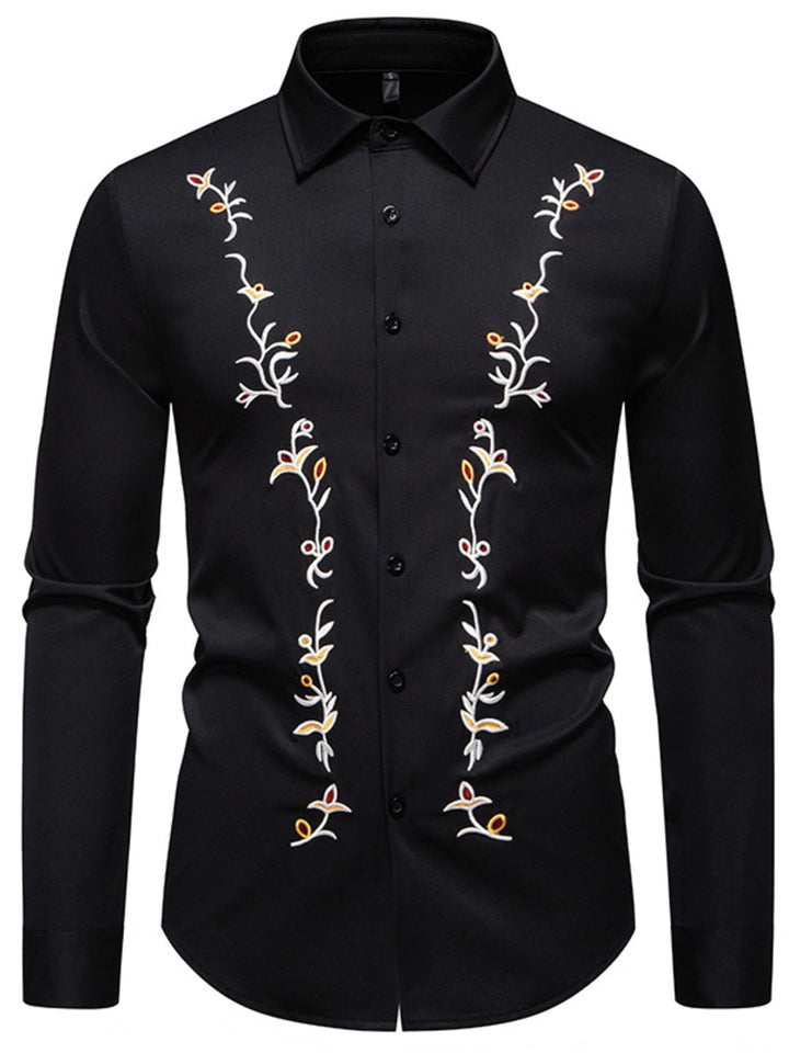 Men's Embroidered Long Sleeve Shirt - cas7m