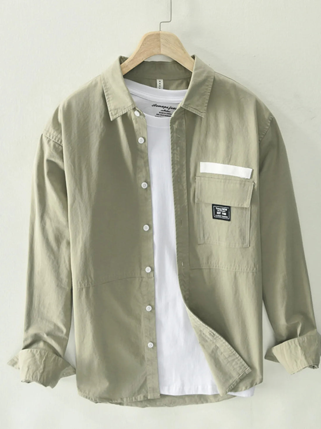 Men's Plus Size Button Up Long Sleeve Shirt - cas7m