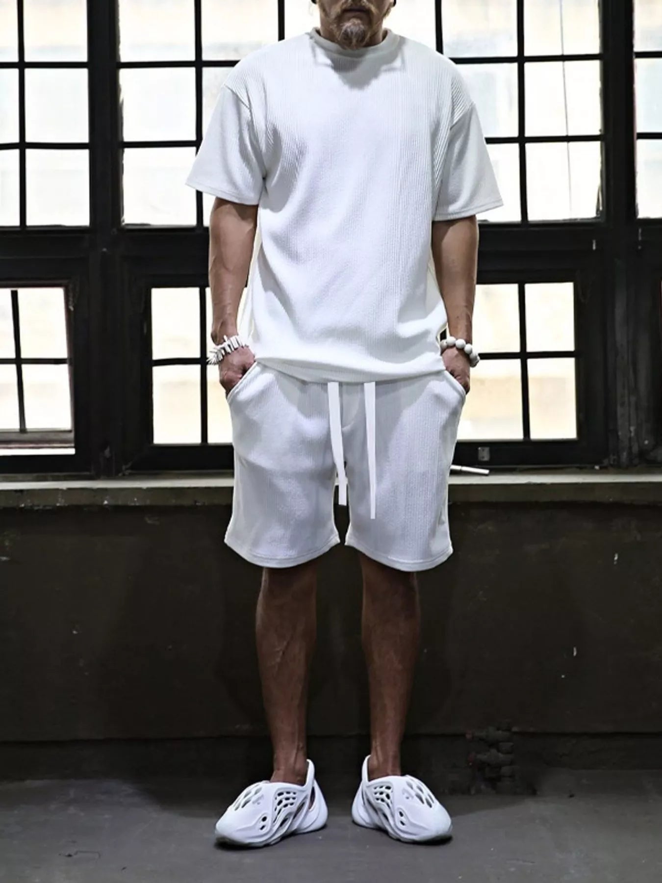 Men's Full Size Short Sleeve Top and Shorts Set Plus Size - cas7m