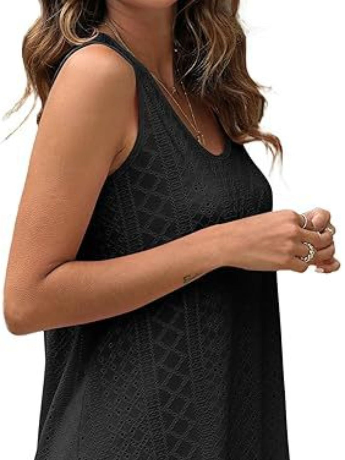 Eyelet Scoop Neck Tank - cas7m