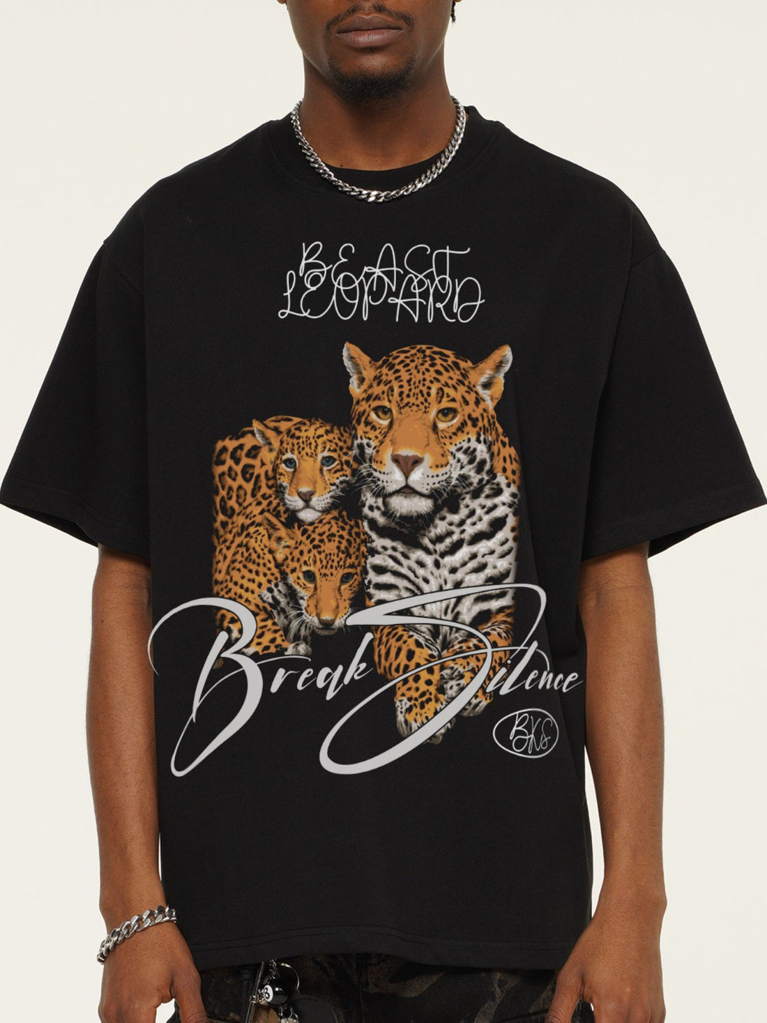 Men's Vintage Leopard Graphic Round Neck T-Shirt - cas7m