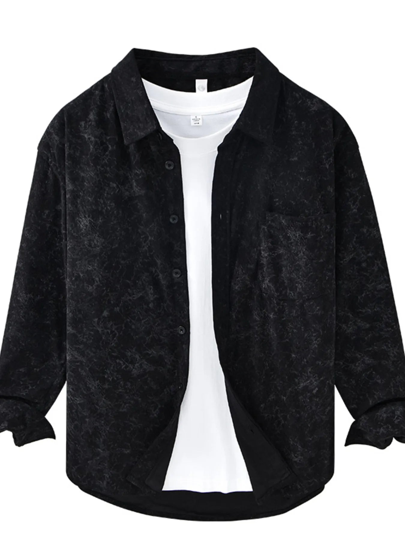 Men's Plus Size Button Up Long Sleeve Shirt - cas7m