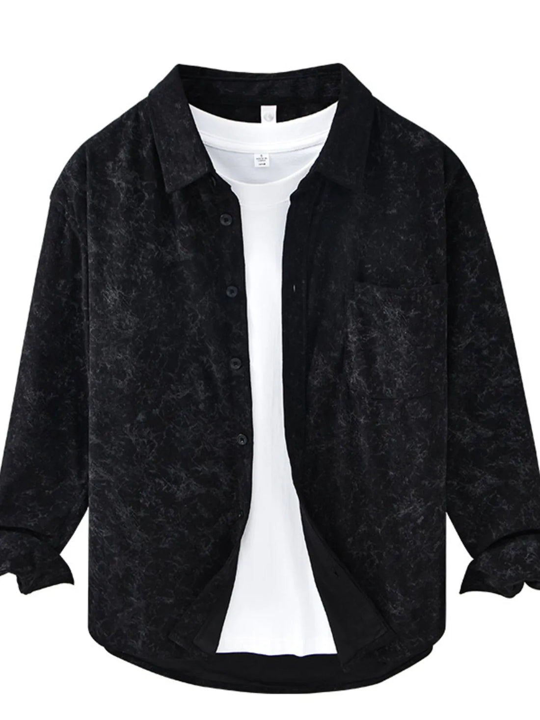 Men's Plus Size Button Up Long Sleeve Shirt - cas7m