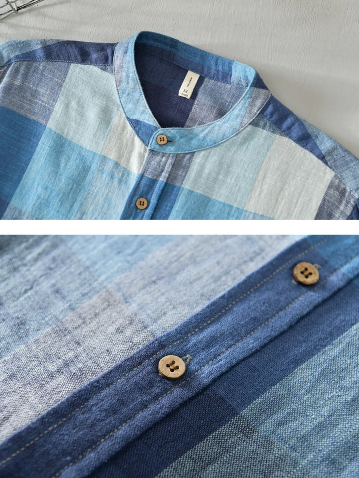 Men's Plus Size Plaid Long Sleeve Shirt - cas7m