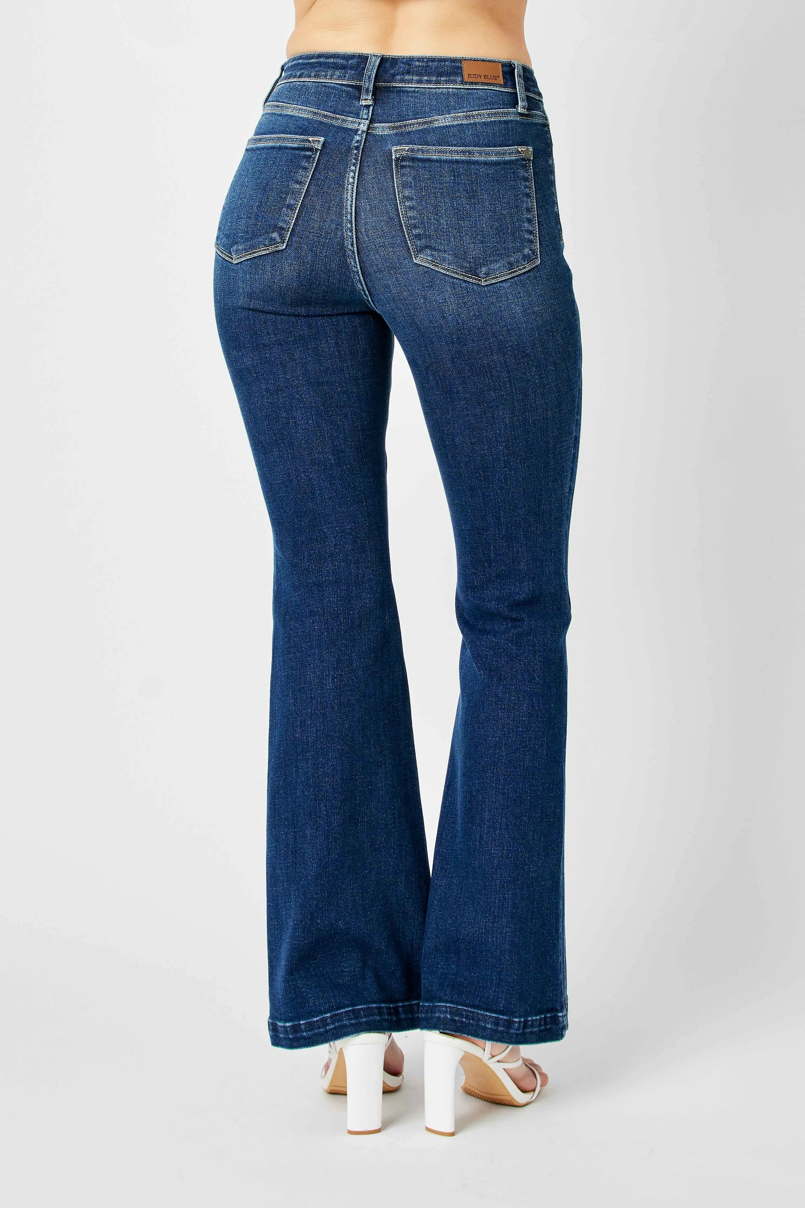 Judy Blue Full Size Hw Angled Side Seam Detail Flare Jeans Plus Size - cas7m