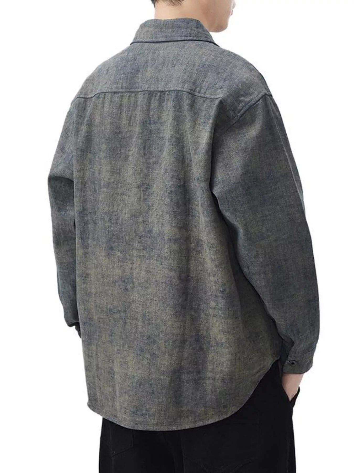 Men's Plus Size Button Up Long Sleeve Shirt - cas7m