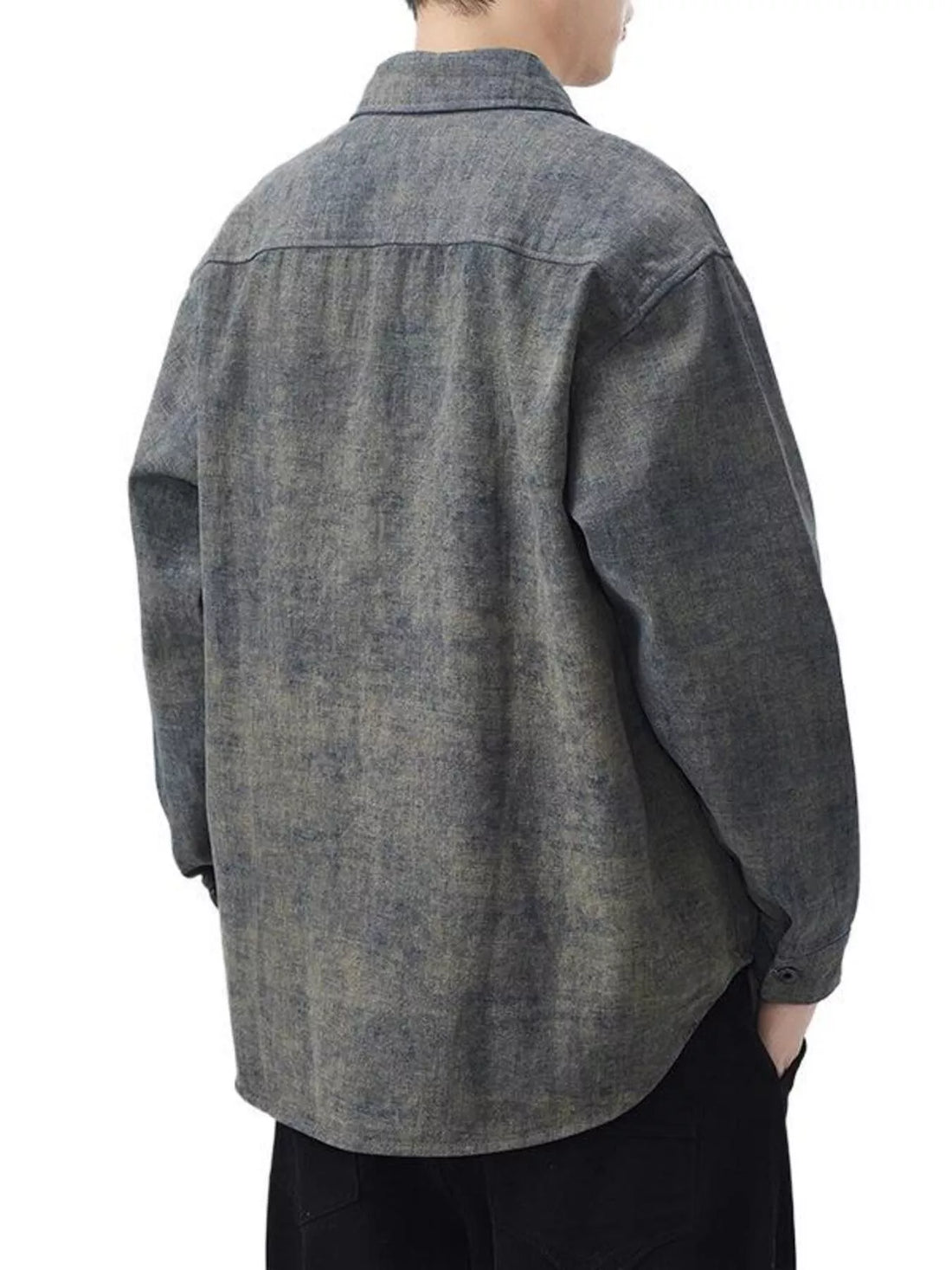 Men's Plus Size Button Up Long Sleeve Shirt - cas7m