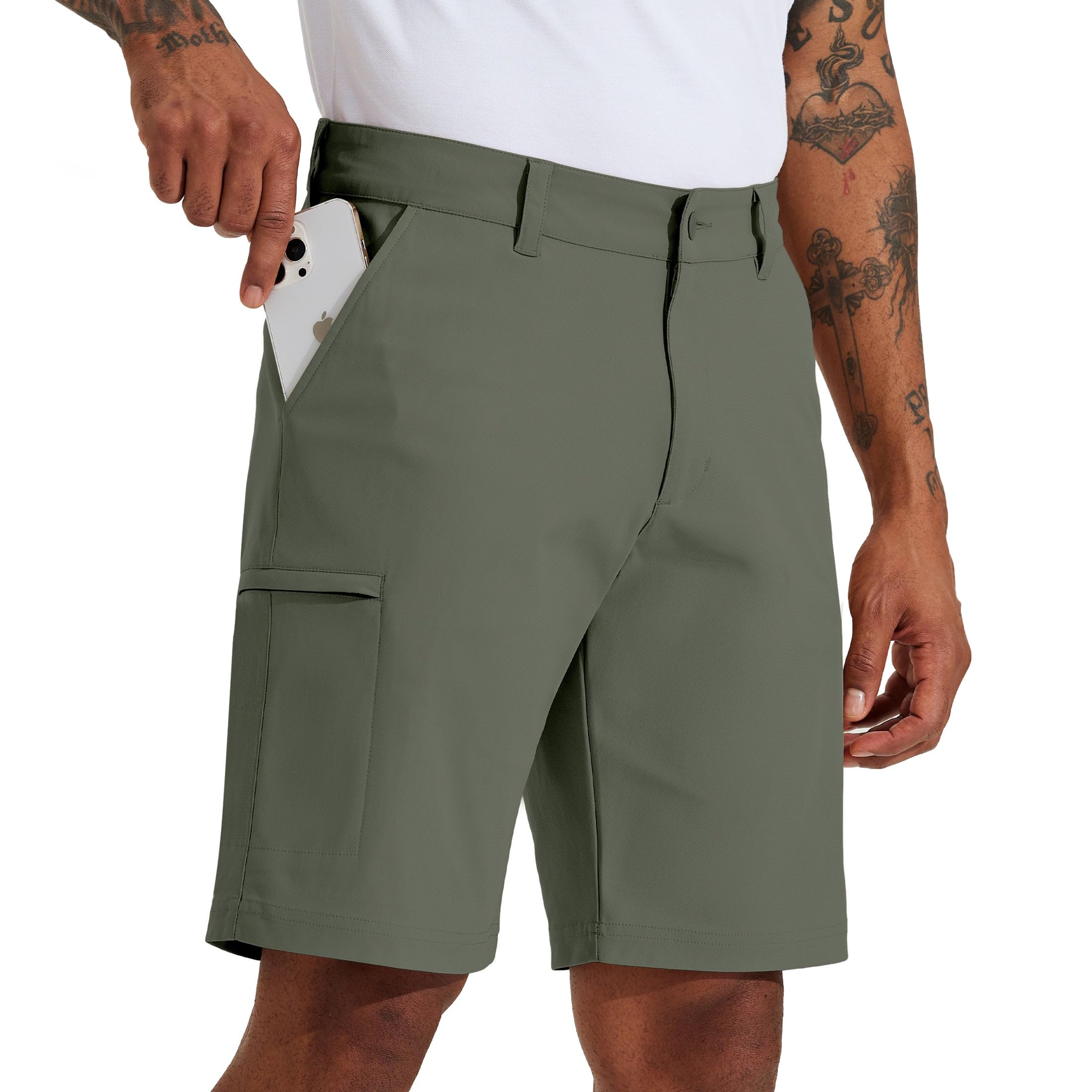Willit Mens Golf Shorts Stretch Hiking Cargo Shorts Athletic Quick Dry Casual Work Shorts with Pockets 10" Dark Forest 38 - cas7m