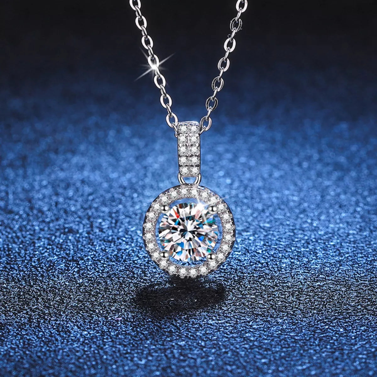 1 Carat Moissanite 925 Sterling Silver Pendant Necklace - cas7m