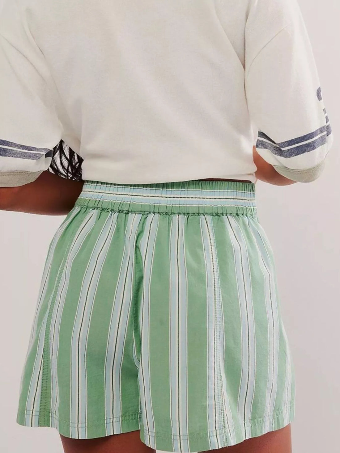 Striped Elastic Waist Casual Shorts - cas7m