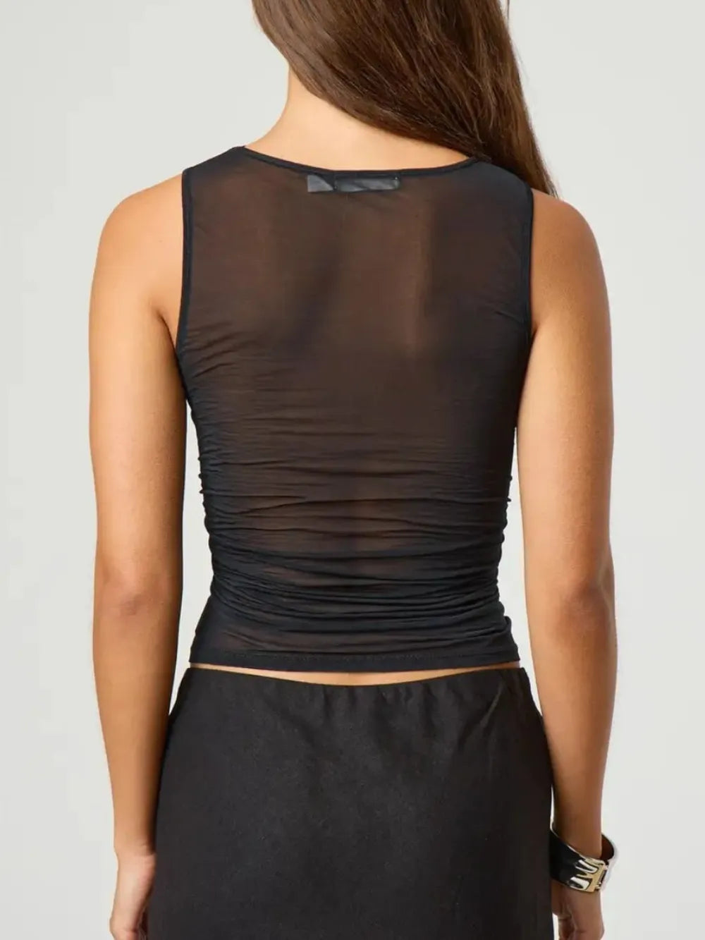 Ruched Round Neck Tank - cas7m
