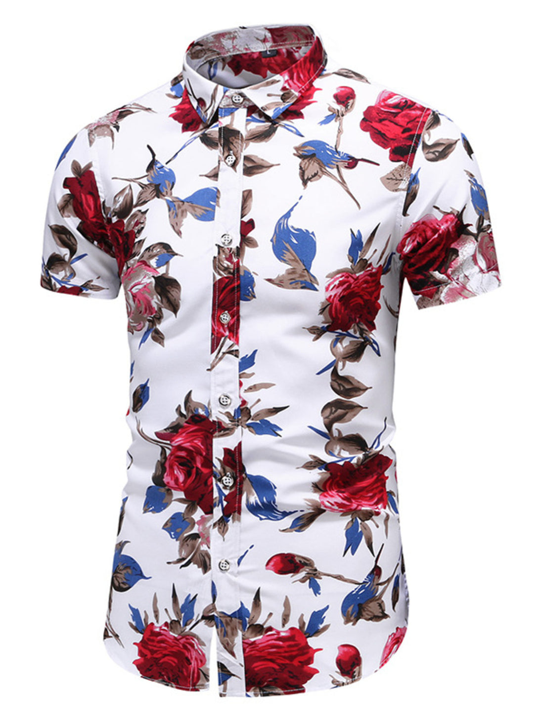 Men's Plus Size Floral Print Short Sleeve Casual Shirt - cas7m