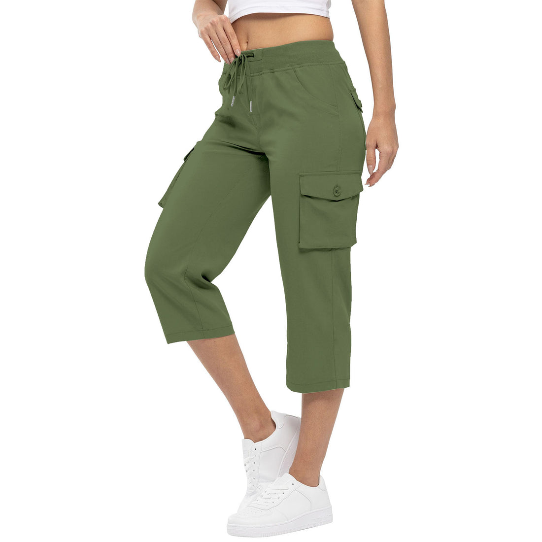 Women's High Waist Drawstring Pocket Loose Pants - cas7m