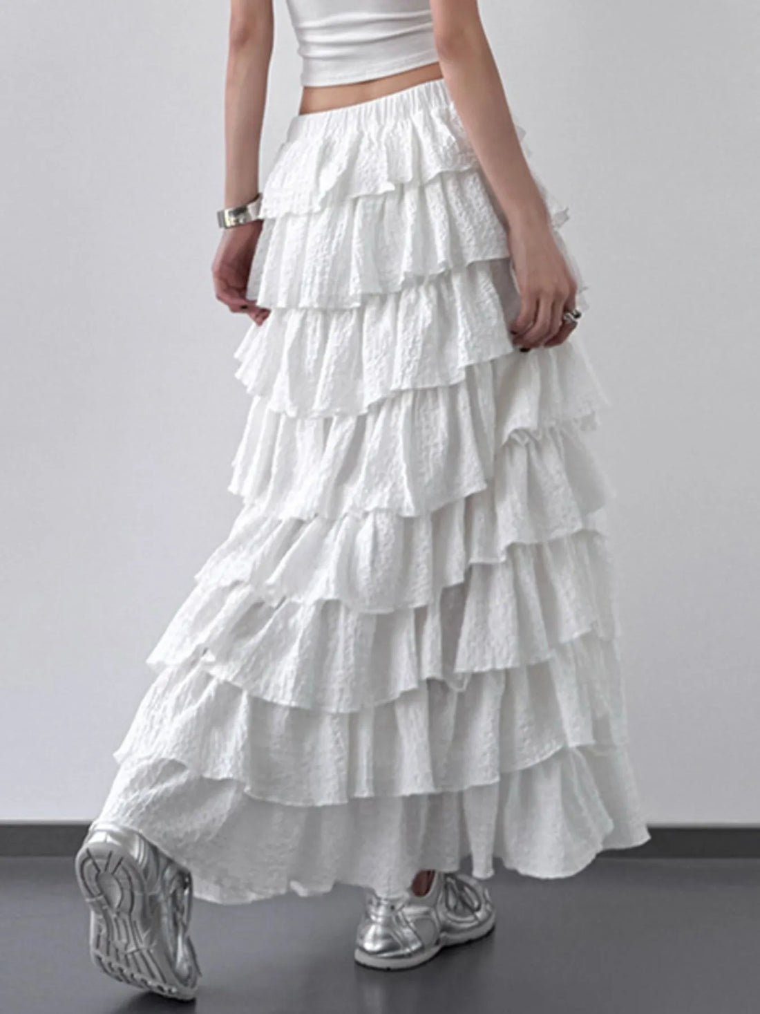 Ruffle Layered Maxi Skirt - cas7m