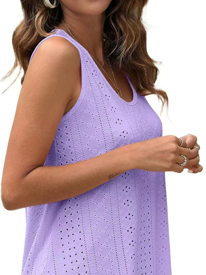 Eyelet Scoop Neck Tank - cas7m