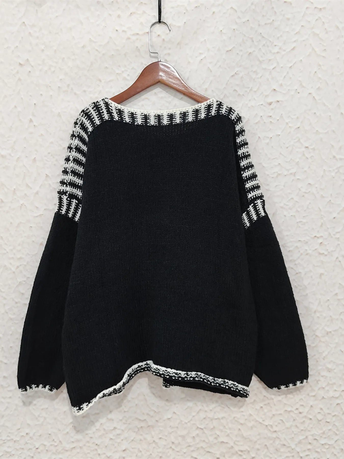 Contrast Trim Oversized Sweater - cas7m