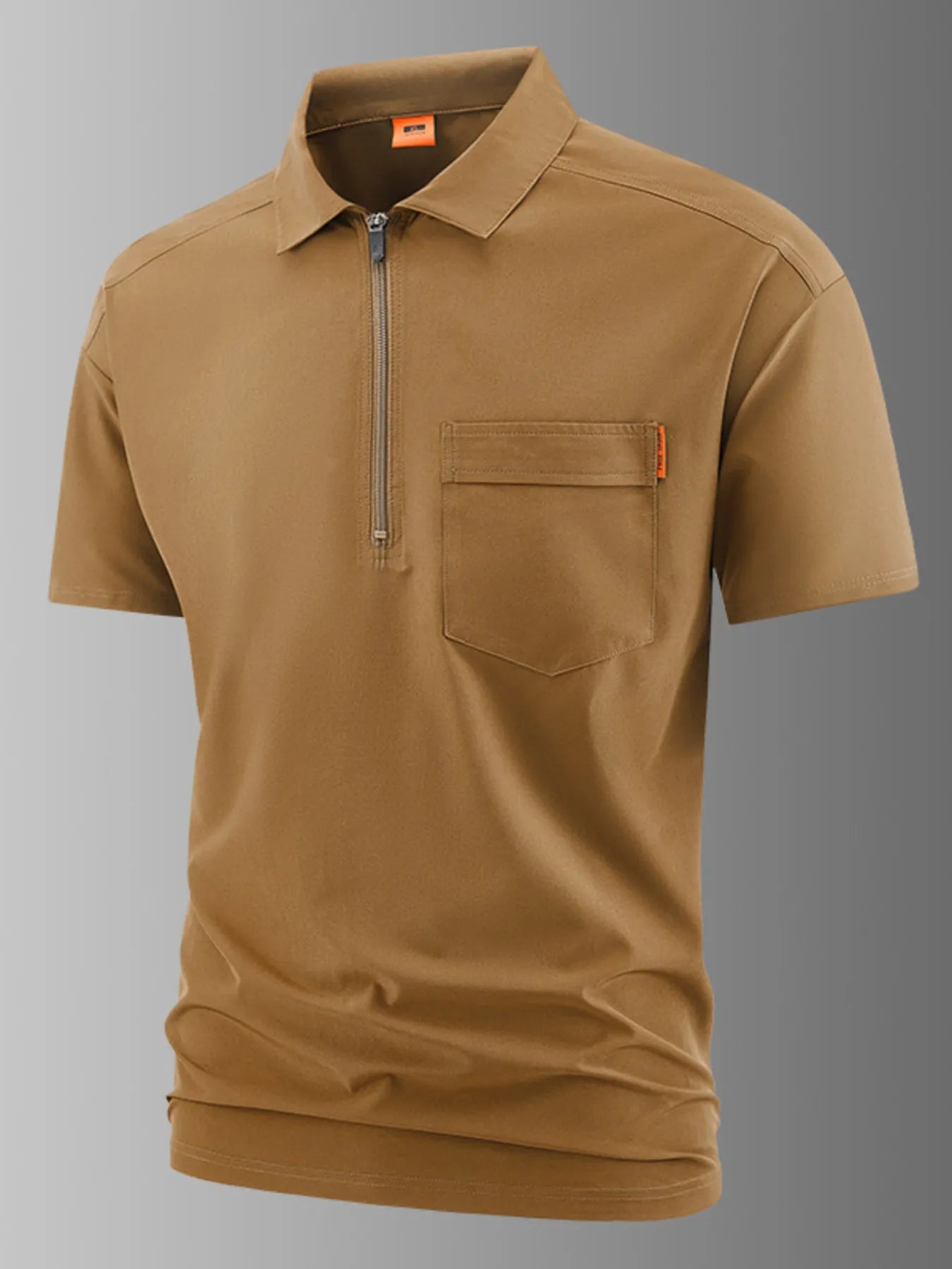 Men's Plus Size Casual Zipper Polo with Pocket - cas7m
