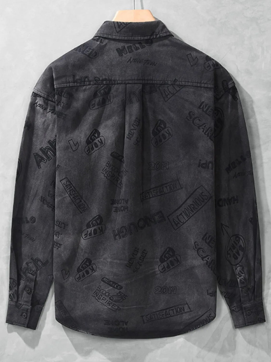 Men's Plus Size Button Up Long Sleeve Shirt - cas7m
