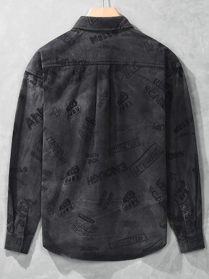 Men's Plus Size Button Up Long Sleeve Shirt - cas7m