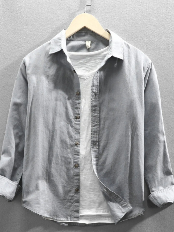 Men's Plus Size Button Up Long Sleeve Shirt - cas7m