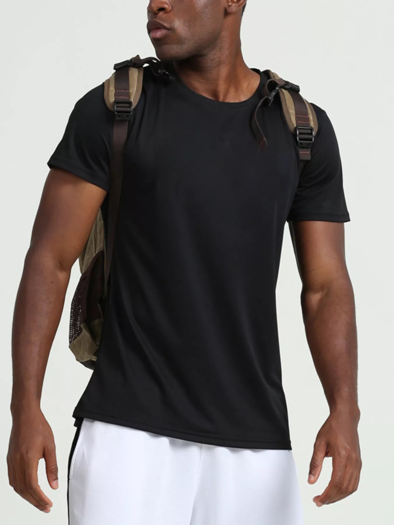 Men's Plus Size Solid Color Round Neck T-Shirt - cas7m