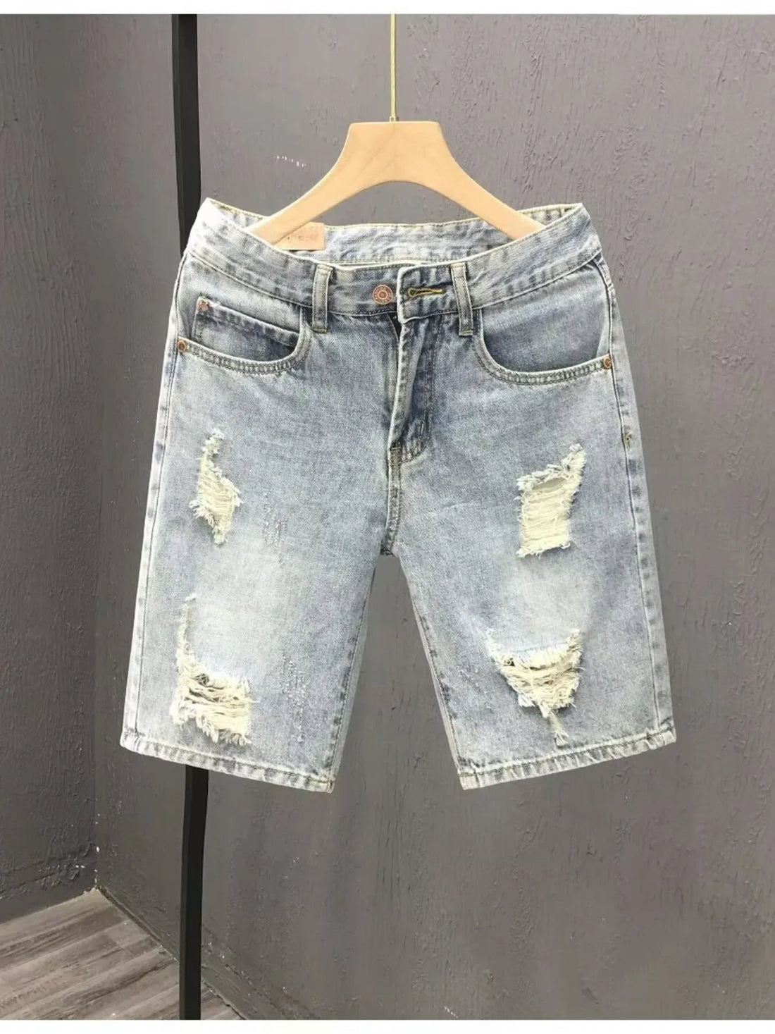 Men's Distressed Wash Denim Shorts - cas7m