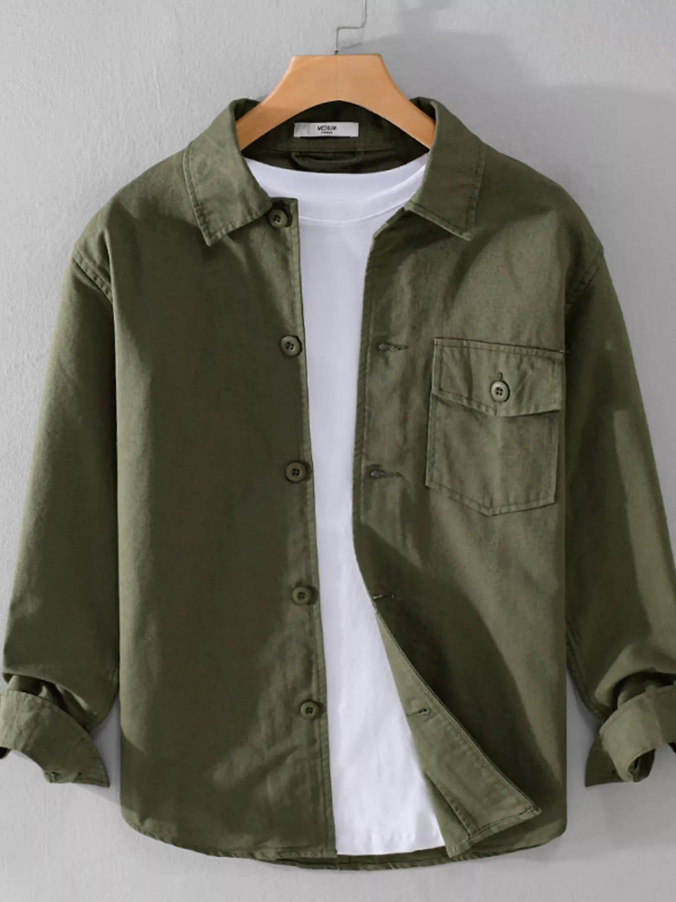 Men's Plus Size Button Up Long Sleeve Shirt - cas7m