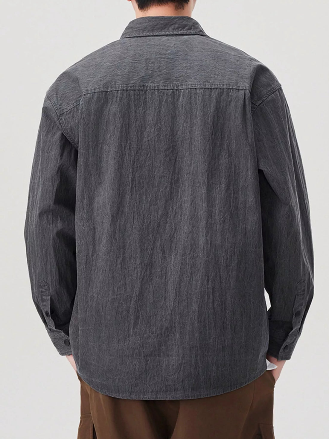 Men's Plus Size Button Up Long Sleeve Shirt - cas7m