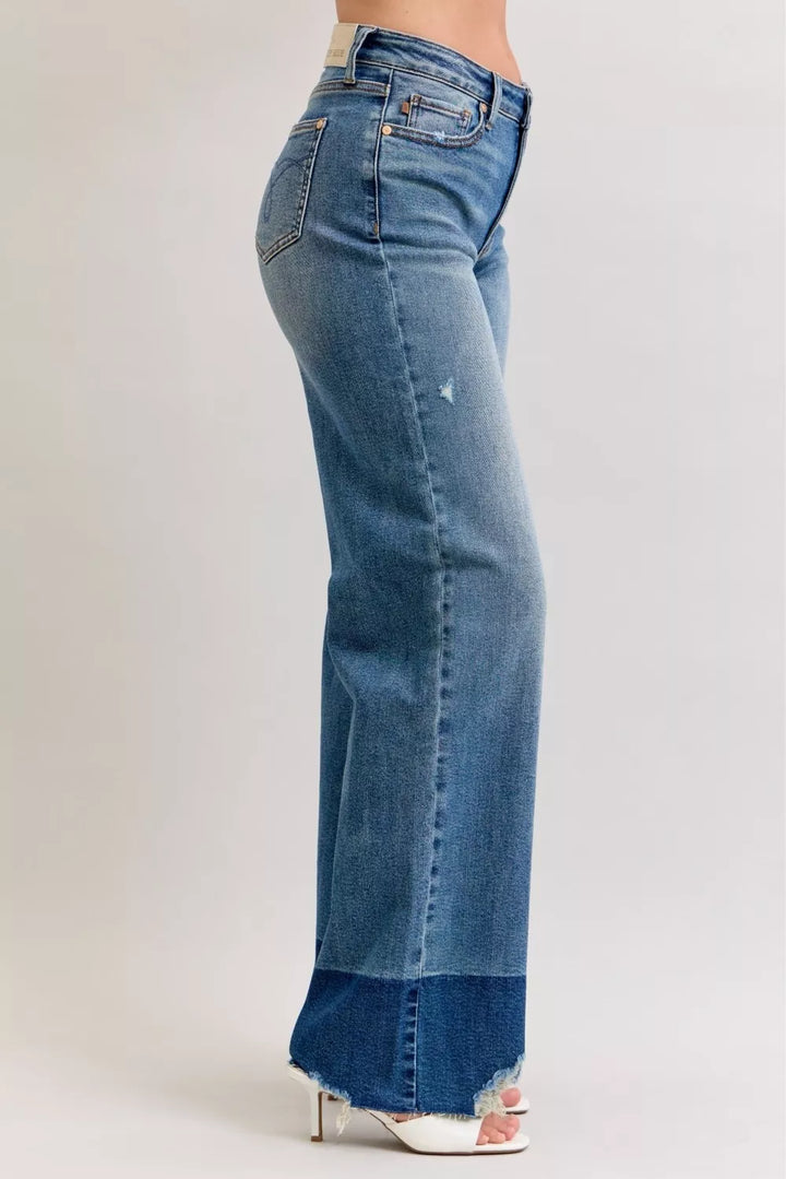Judy Blue Raw Hem High Waist Column Straight Jeans - cas7m