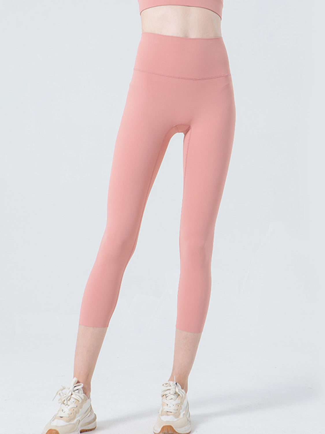 Wide Waistband Cropped Sports Leggings - cas7m