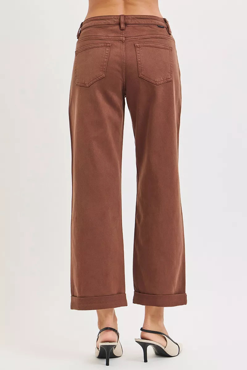 RISEN Full Size Tummy Control Mid Rise Ankle Barrel Baggy Plus Size - cas7m