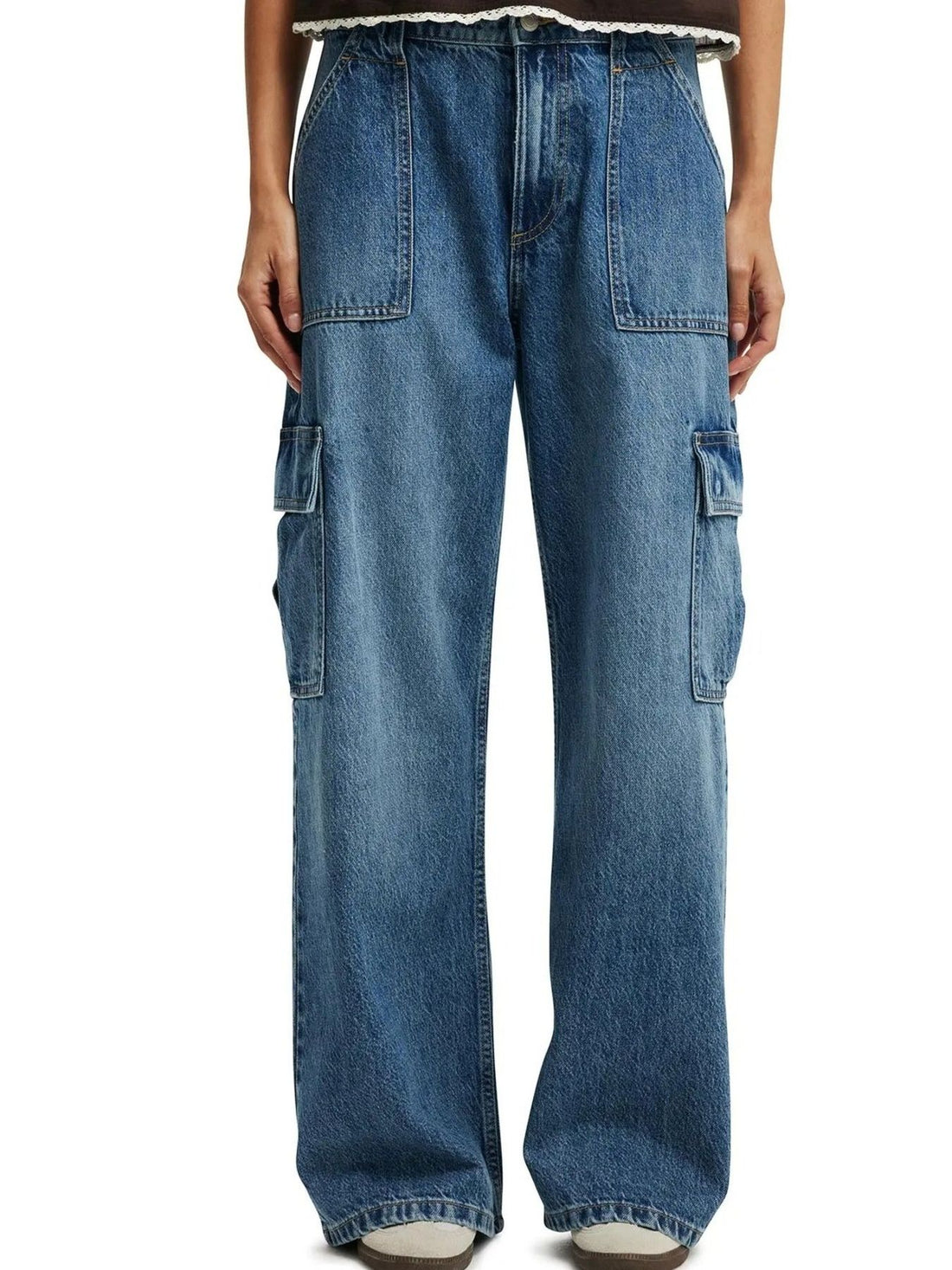 Wide Leg Cargo Jeans - cas7m