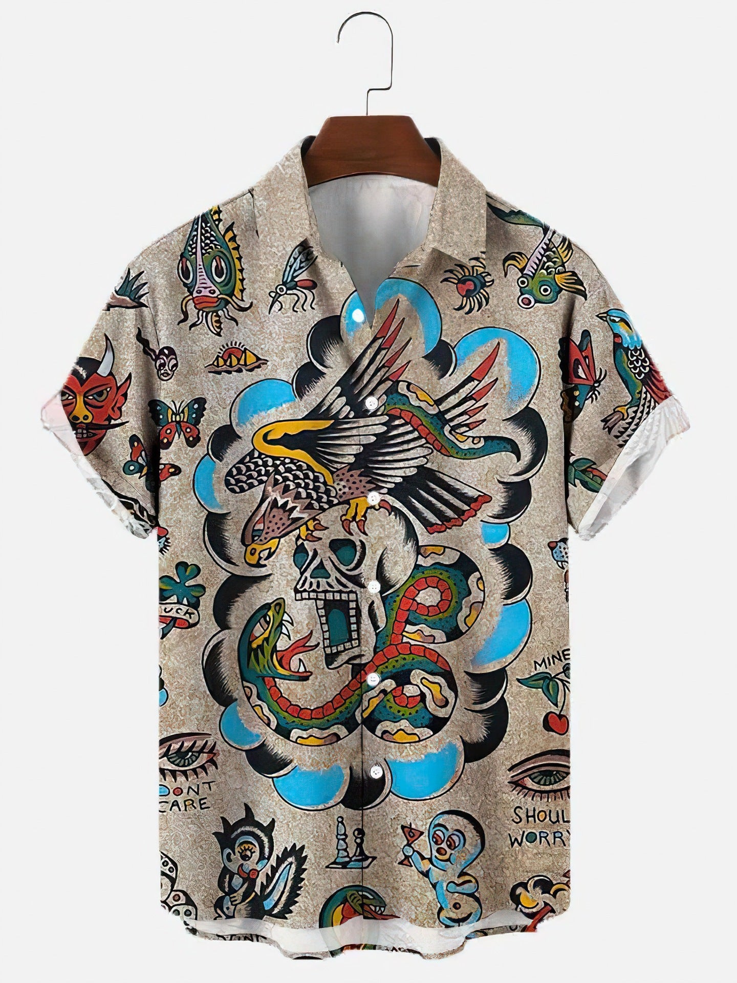 Men's Large Size 3D Digital Printed Short Sleeve Shirt - cas7m