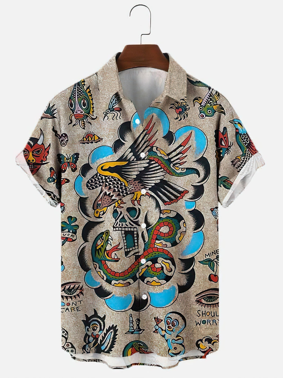 Men's Large Size 3D Digital Printed Short Sleeve Shirt - cas7m
