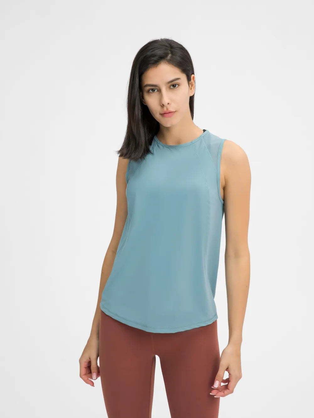 Millennia Cutout Back Round Neck Active Tank - cas7m