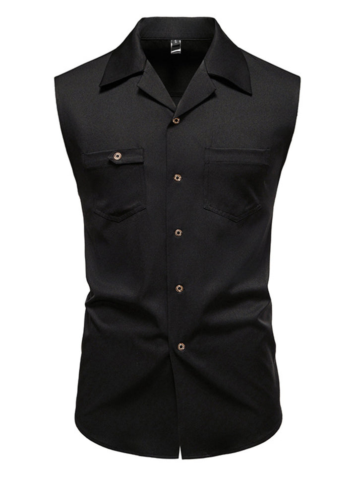 Men's Sleeveless Button-Down Shirt - cas7m