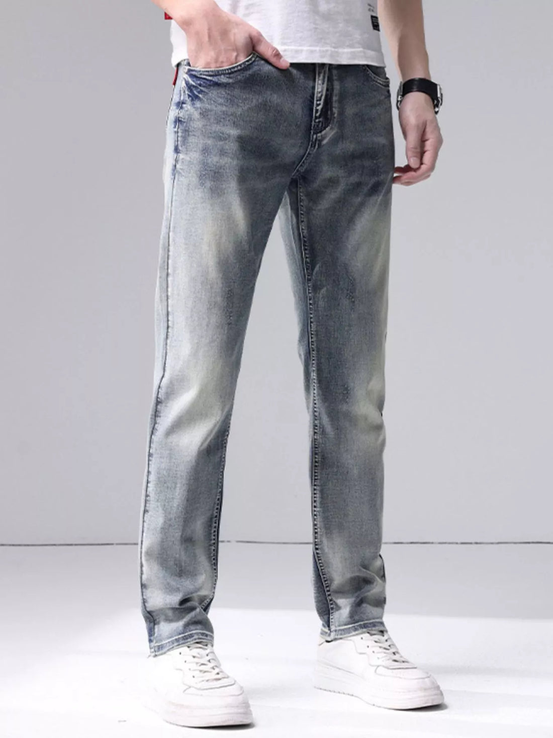 Men's Washed Slim Fit Jeans - cas7m