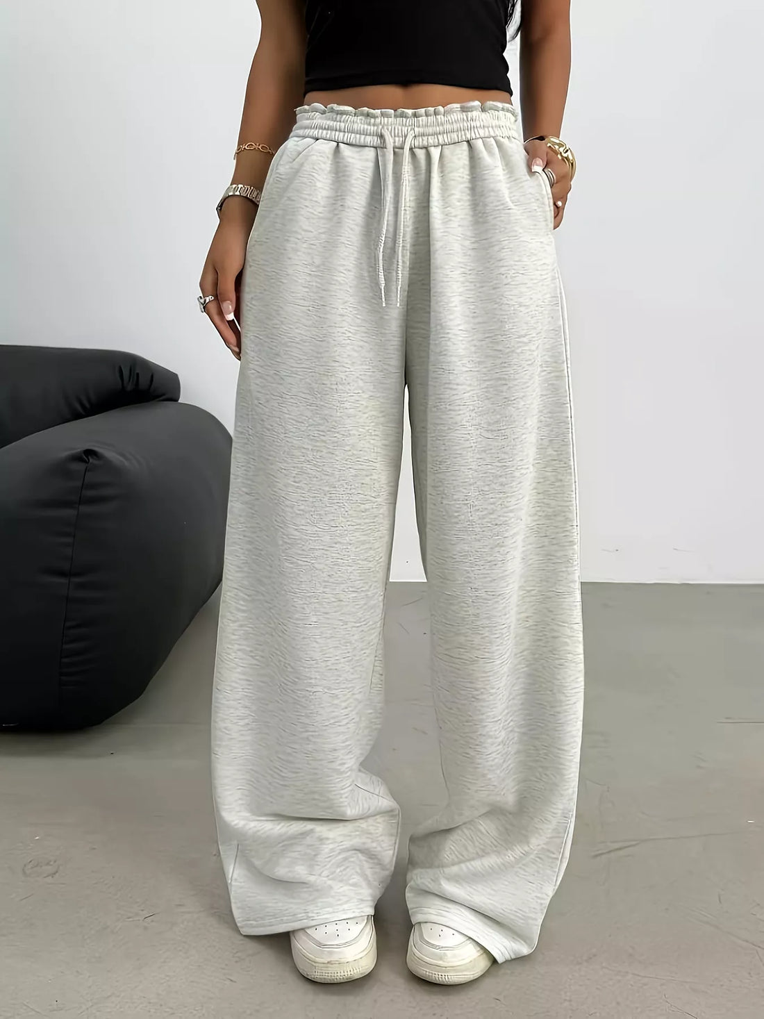 Wide Leg Drawstring Sweatpants - cas7m