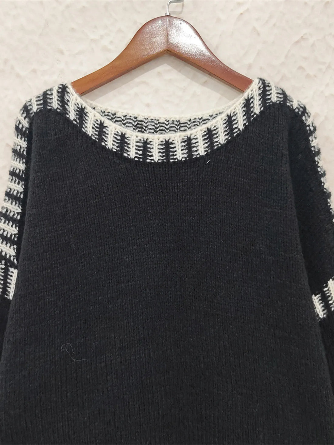 Contrast Trim Oversized Sweater - cas7m