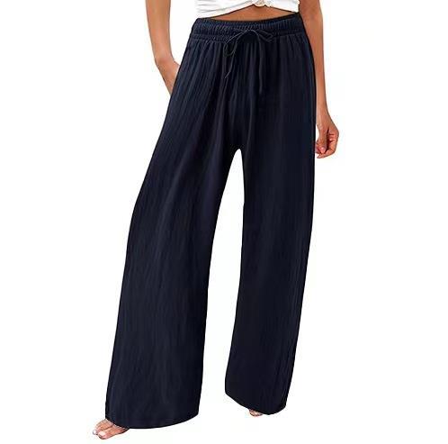 Women's Cotton And Linen Wide-leg Beach Pants Casual Pants - cas7m