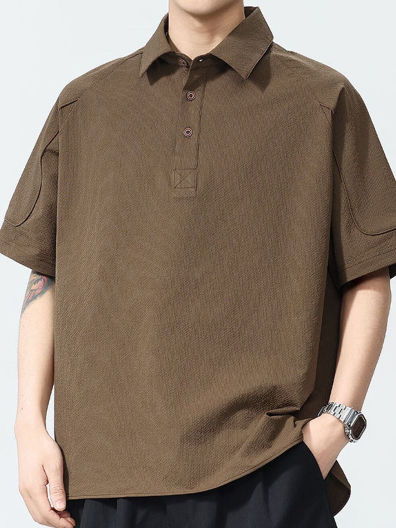Men's Plus Size Textured Short Sleeve Polo - cas7m