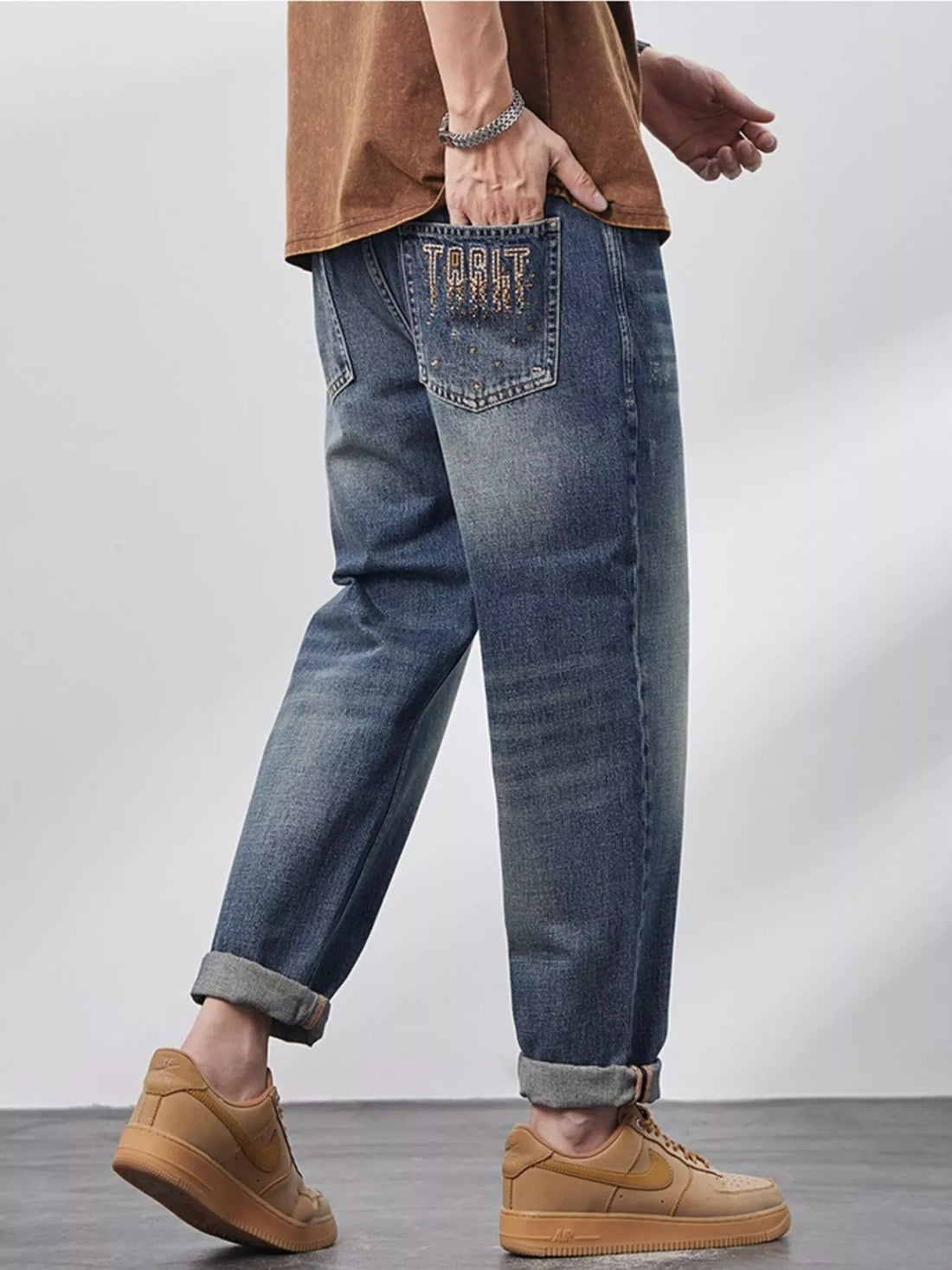Men's Relaxed Fit Wash Jeans - cas7m