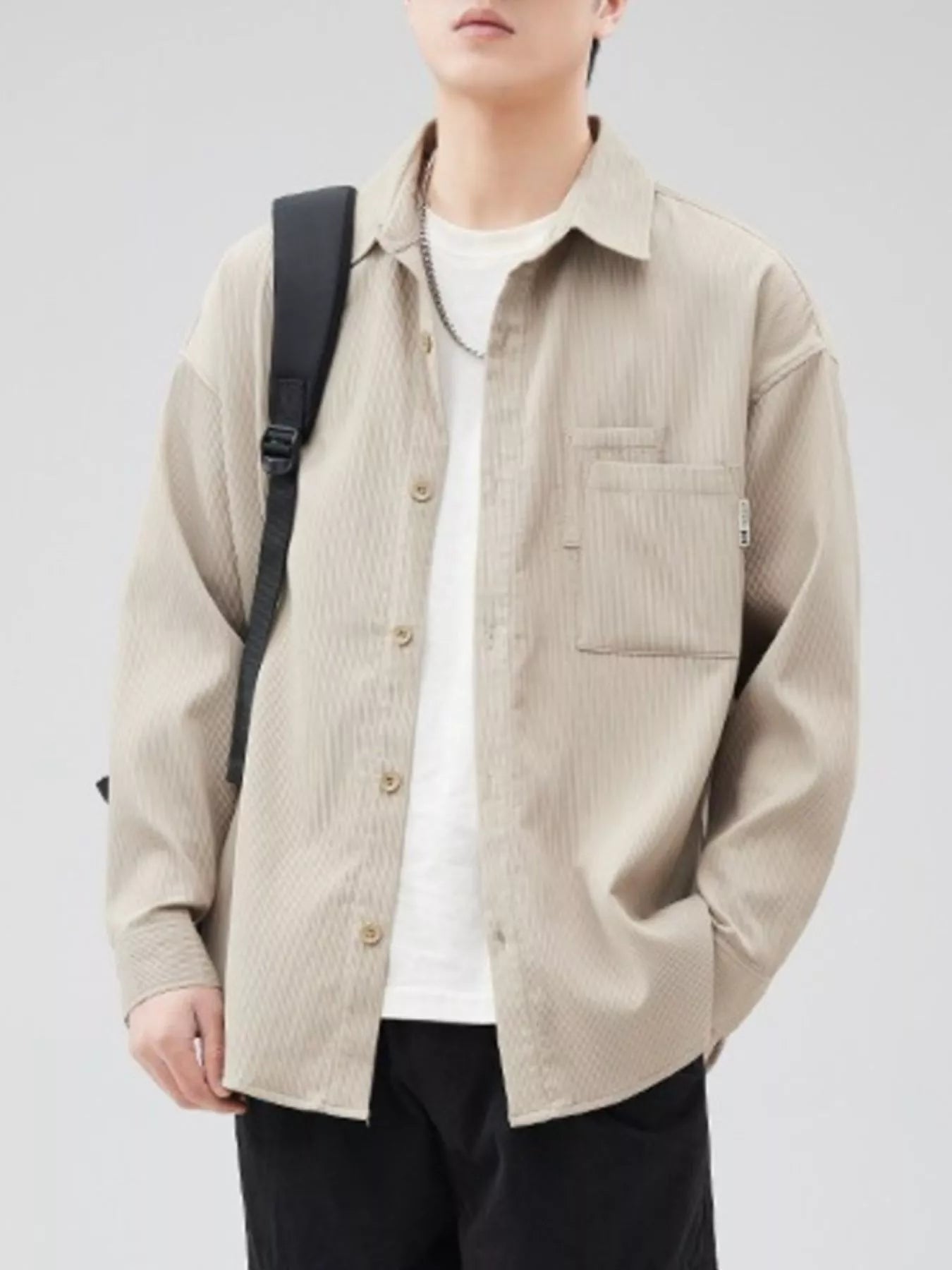 Men's Plus Size Button Down Long Sleeve Shirt - cas7m