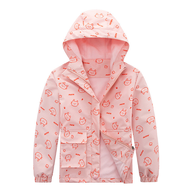 Kids' Coat Windproof Waterproof Jacket Fleece-lined Camouflage Clothing - cas7m