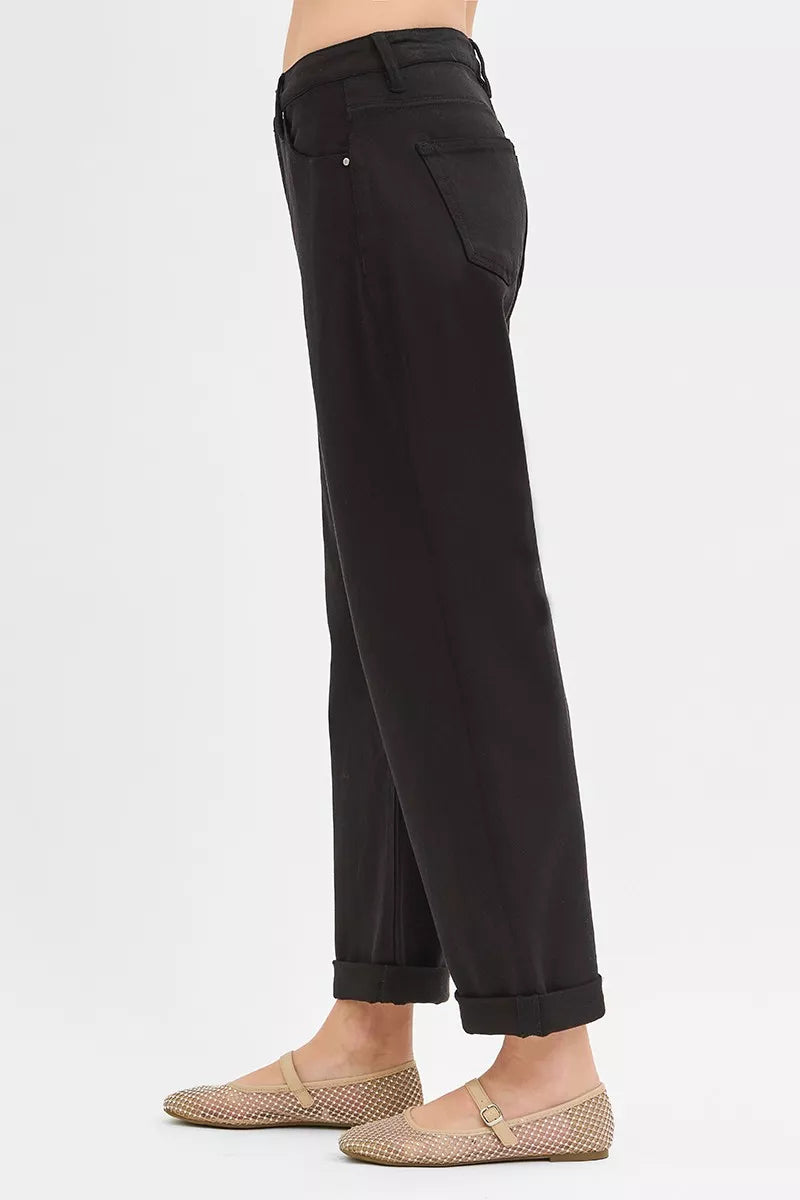 RISEN Tummy Control Mid Rise Ankle Barrel Relaxed Baggy - cas7m