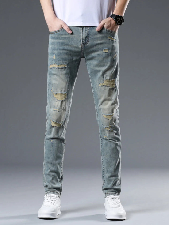 Men's Distressed Slim Fit Jeans - cas7m